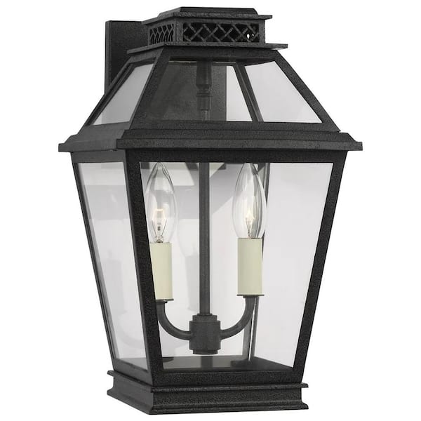 Generation Lighting Falmouth Small 2-Light Dark Weathered Zinc Hardwired Outdoor Wall Lantern Sconce