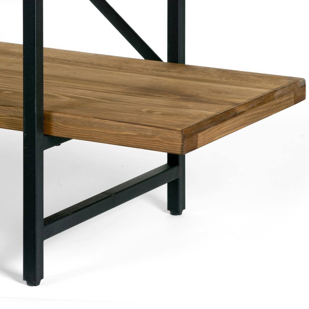 Ailis 65" Black Metal Frame Pine Wood Etagere Bookcase