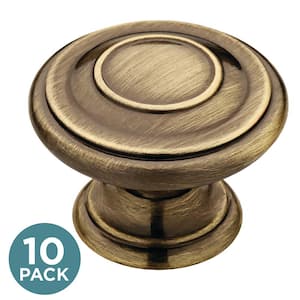 Harmon 1-3/8 in. (35 mm) Antique Brass Round Cabinet Knob (10-Pack)