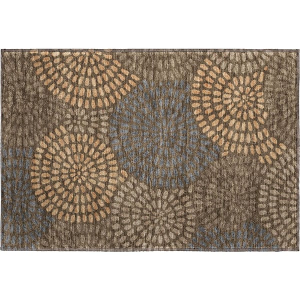 Mayfield Premium Machine Washable Abstract AMF2492 Chocolate 2 ft. x 3 ft. Accent Rug