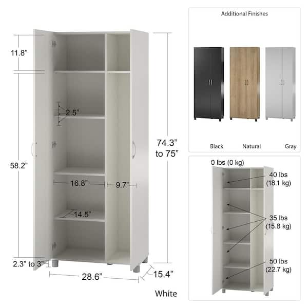 Basin Tall Asymmetrical Storage Cabinet with Adjustable Shelving – RealRooms