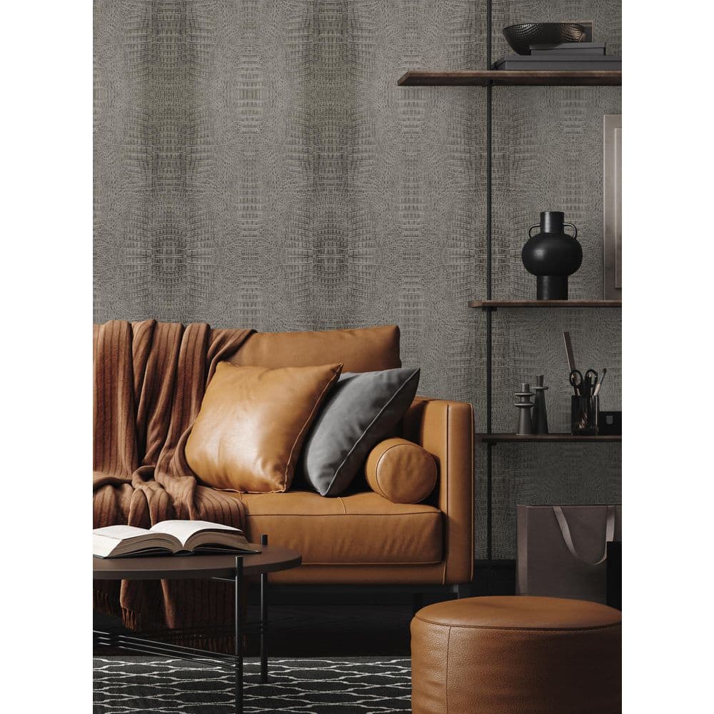 Grey Embossed Crocodile Pattern Peel and Stick Wallpaper Roll