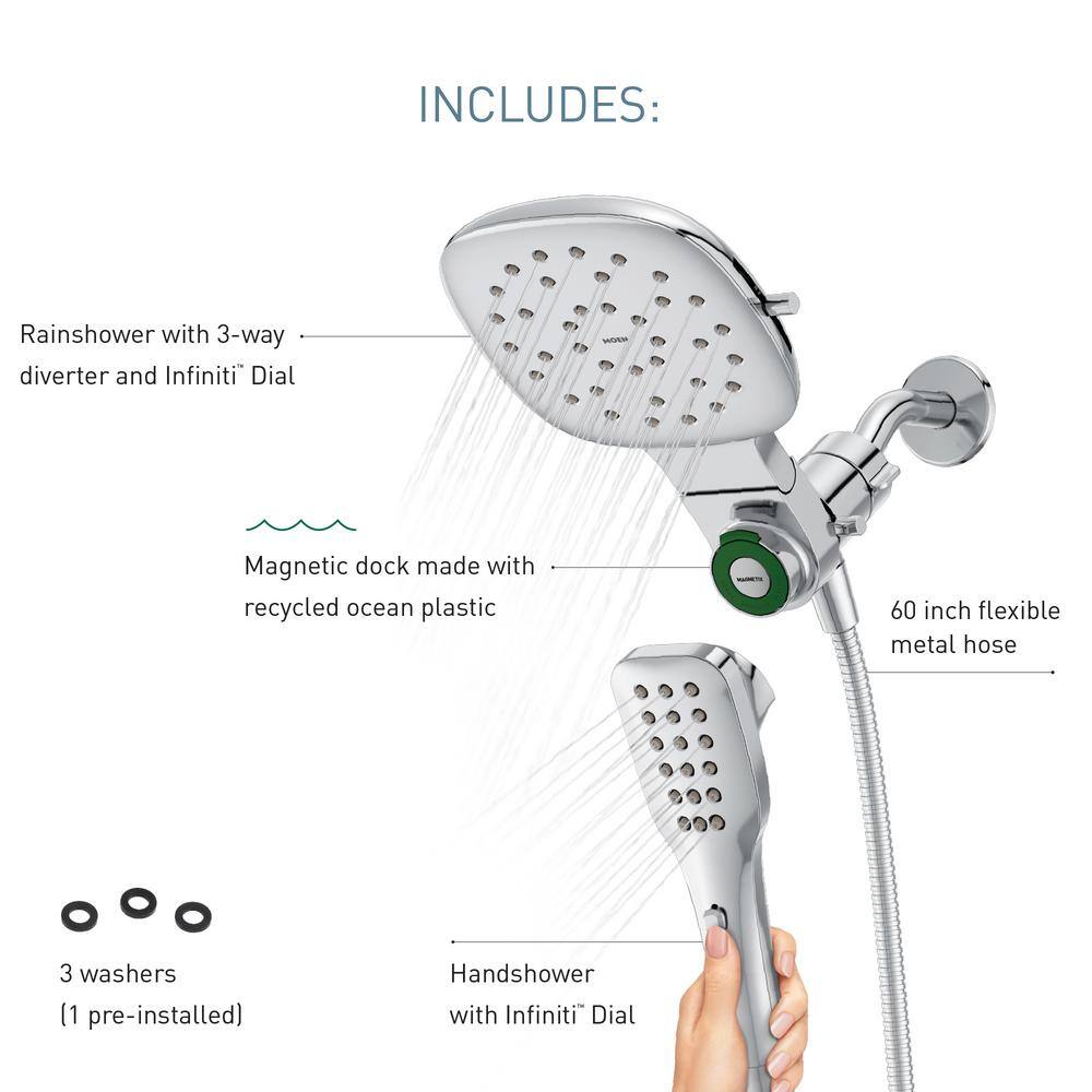 Verso Brushed Nickel Dual Square Rain Shower Head with Handheld
