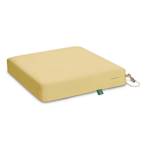 Classic Accessories Duck Covers Weekend 17 in. W x 17 in. D x 3 in. Thick Square Outdoor Dining Seat Cushion in Straw