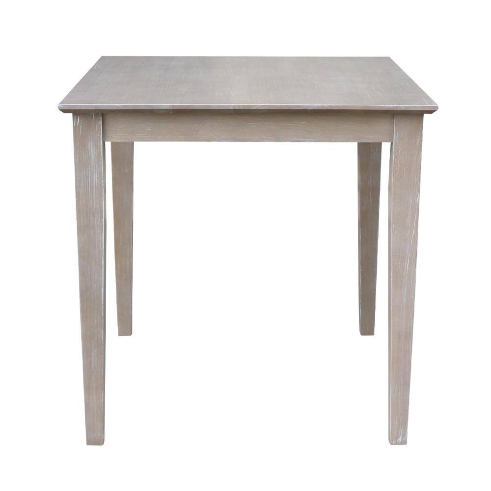Transitional Solid Wood 30" Square Dining Table in Washed Gray