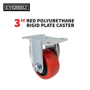 3 in. Red Polyurethane and Steel Rigid Plate Caster with 175 lb. Load Rating