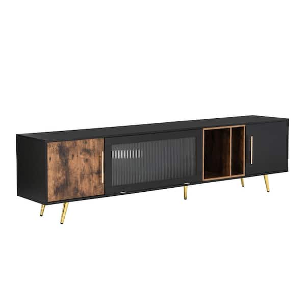 Polibi Black TV Stand Fits TV's up to 80 in. with Removable Compartment