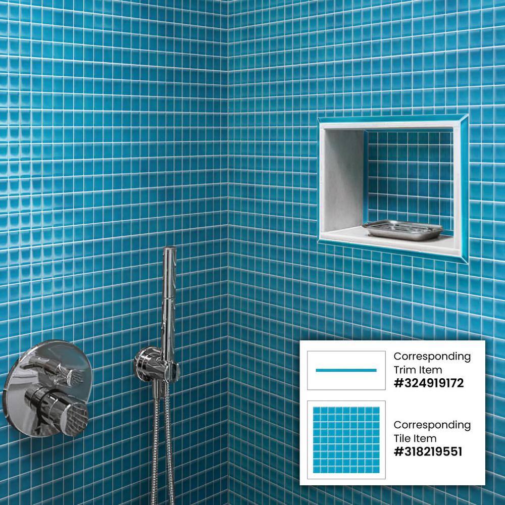 Sea Blue 1x1 Polished Glass Mosaic Tile Sheet