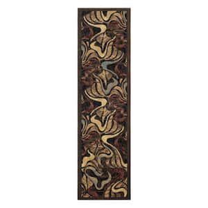 Catalina Black/Brown 2 ft. x 7 ft. Abstract Runner Rug