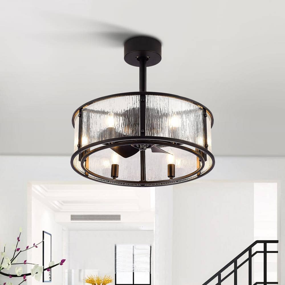 Lamober Randolph 20 in. Indoor Black Ceiling Fan with Light Kit and ...