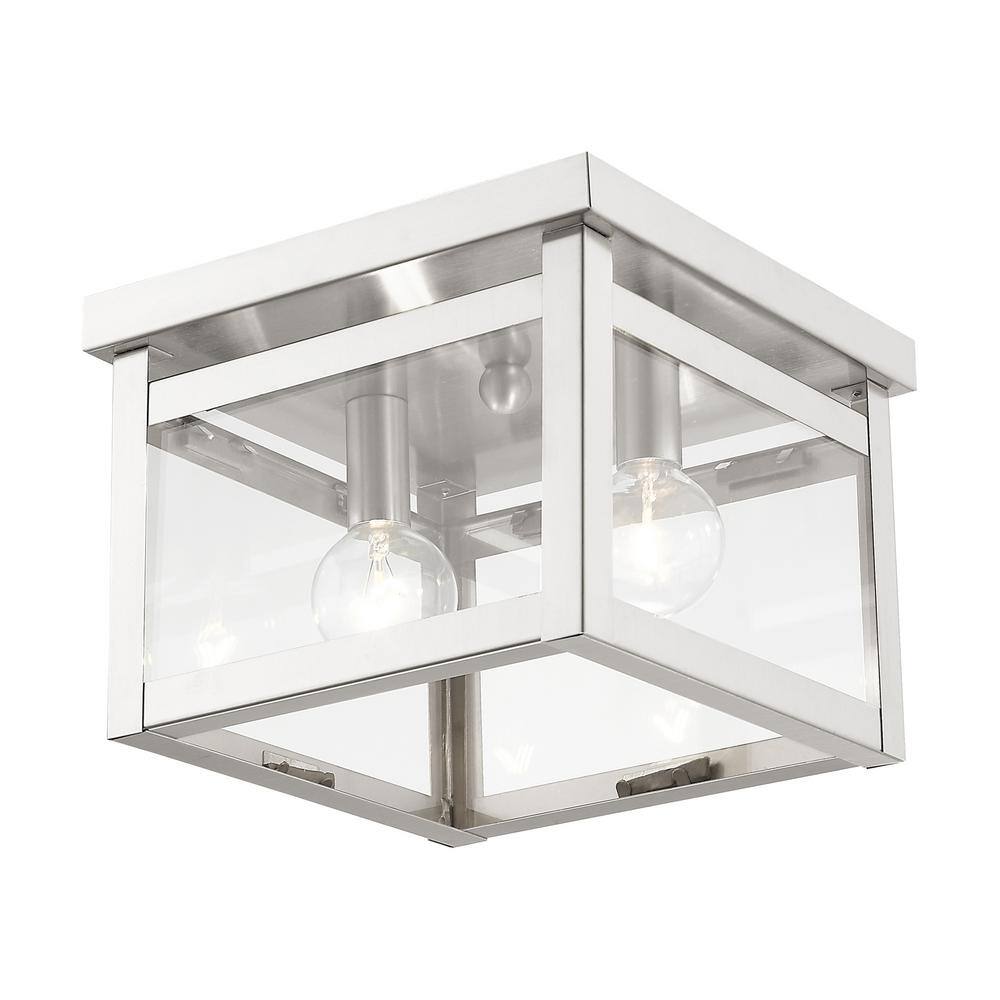 Milford Transitional Clear Glass Dual LED Ceiling Light in Brushed Nickel