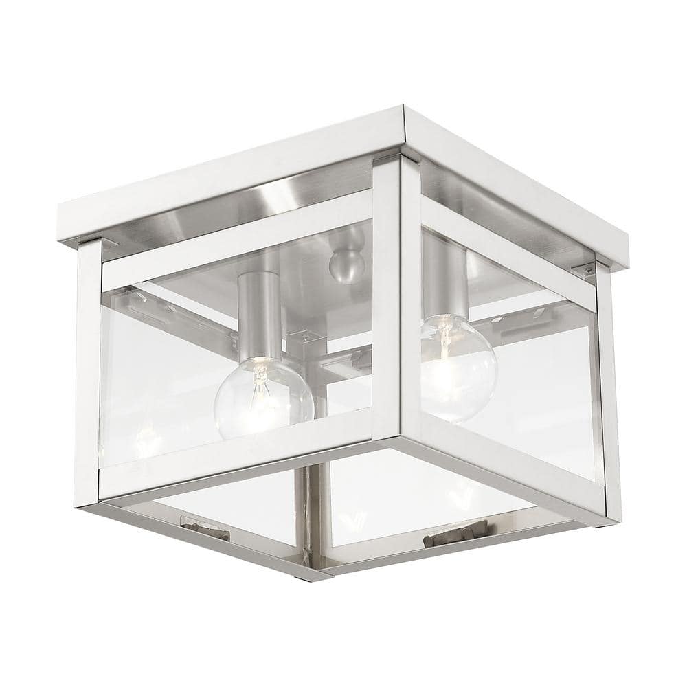 Milford Transitional Clear Glass Dual LED Ceiling Light in Brushed Nickel