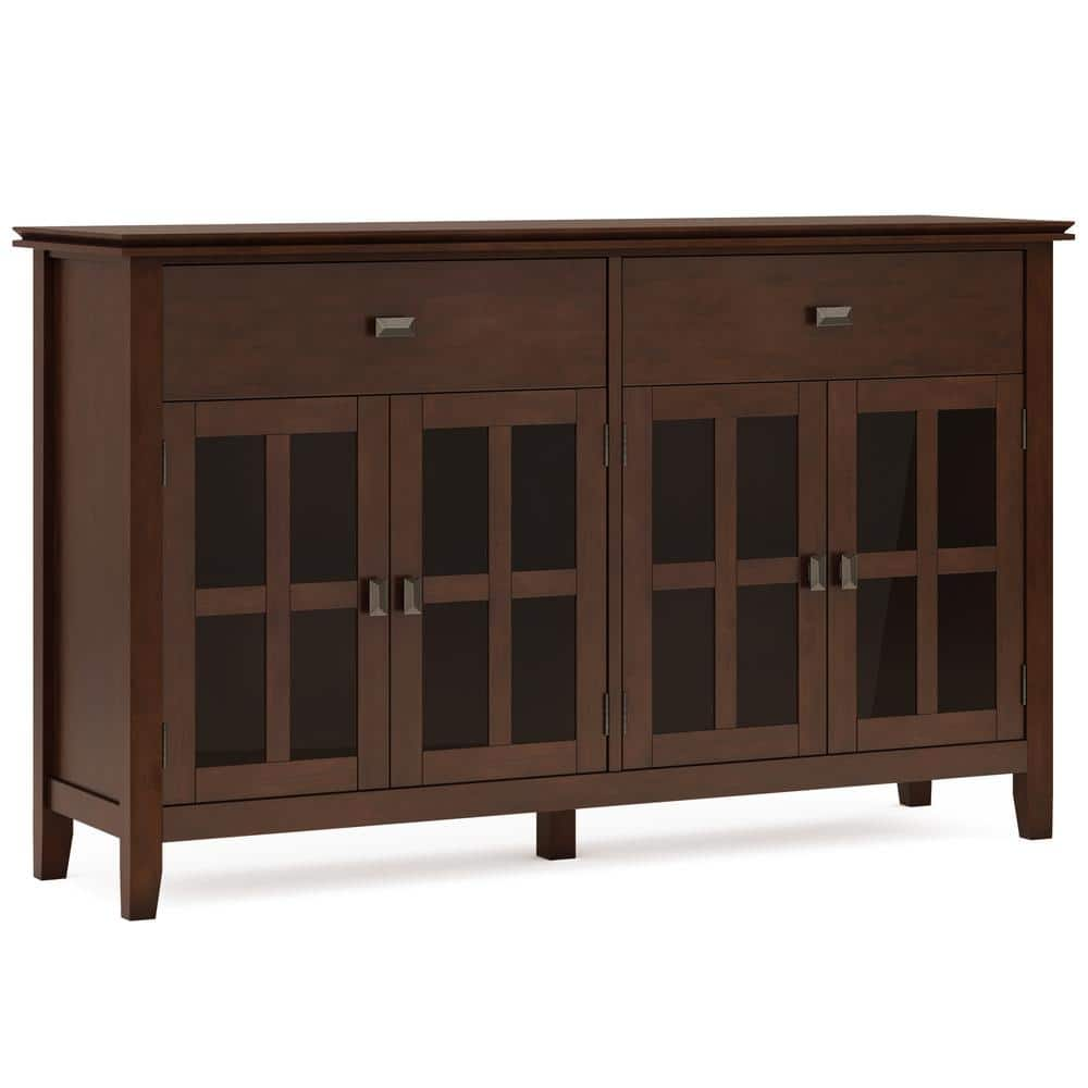 Simpli Home Artisan Russet Brown wood 60 in. Large 4 Door Sideboard Buffet AXCARTLG11RUS The