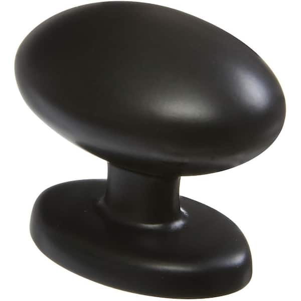 Stanley-National Hardware 1-1/3 in. Black Egg-Shaped Cabinet Knob