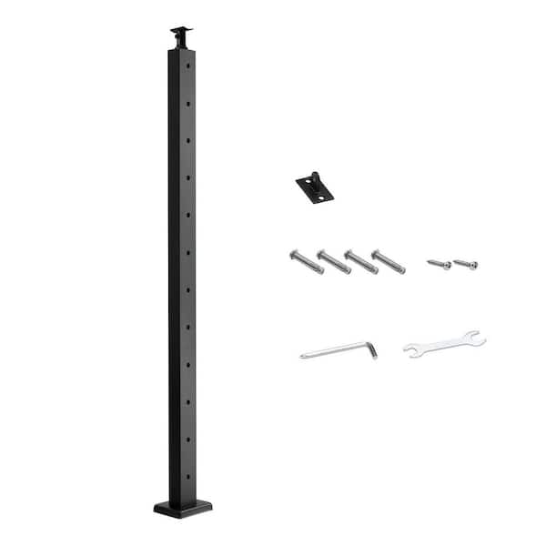 42 x 2 x 2 in. Cable Railing Post, Stainless Steel Deck & Stair Posts, Cable for Cable Railing System, Black, 1-Pack