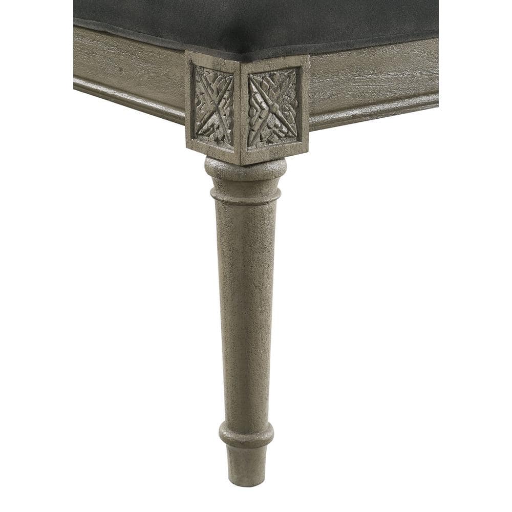 Alderwood Transitional French Grey Upholstered Bench