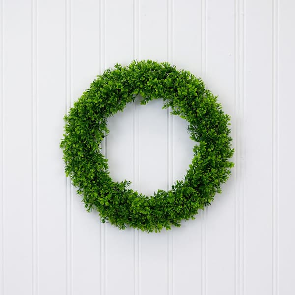 Nearly Natural Indoor/Outdoor 19.5 in. Artificial Tea Leaf Wreath UV  Resistant 4220 - The Home Depot