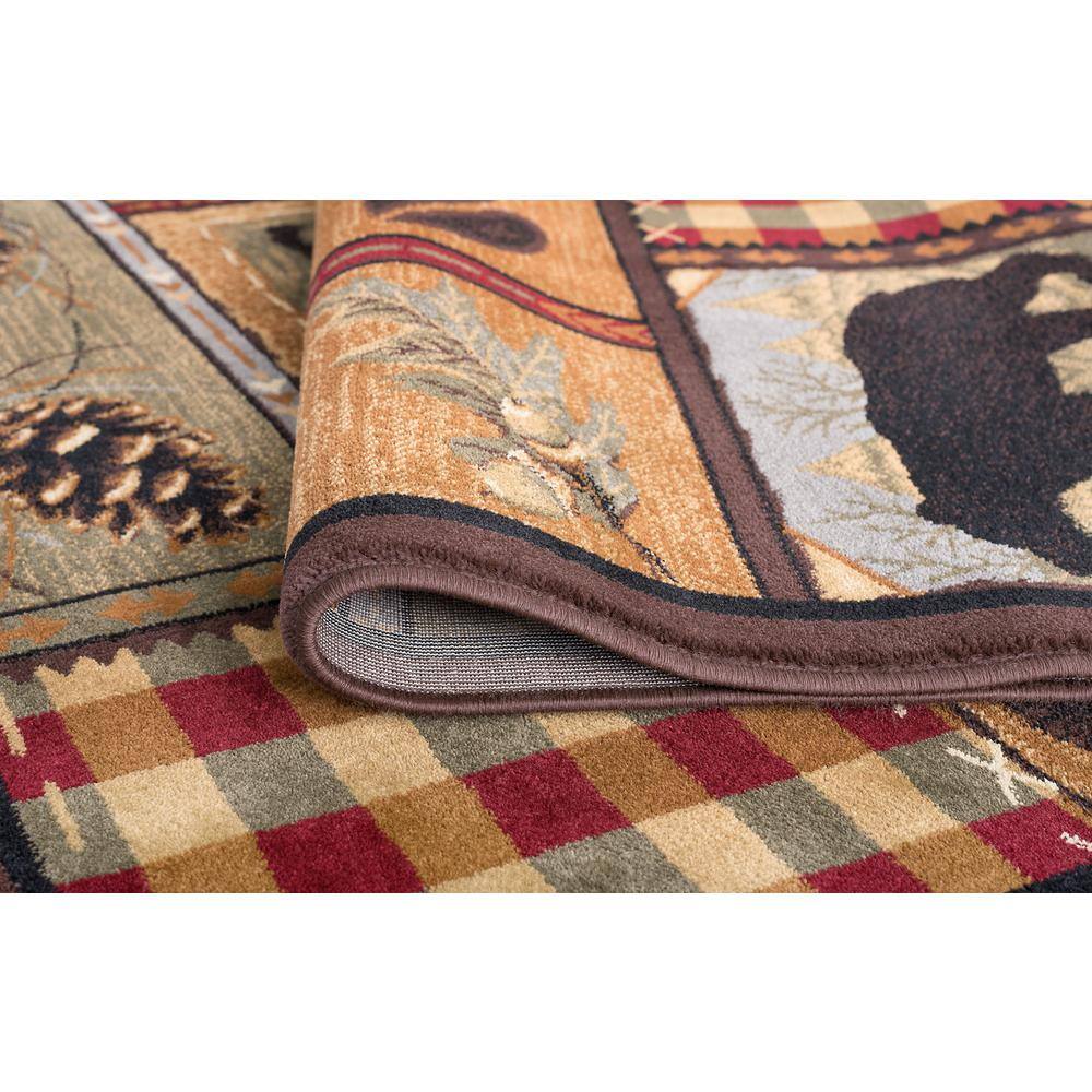 Tayse Nature Area Rug 6548 Novelty Multi-Color Bears Moose 8' 9" x 12' 3" Rectangle