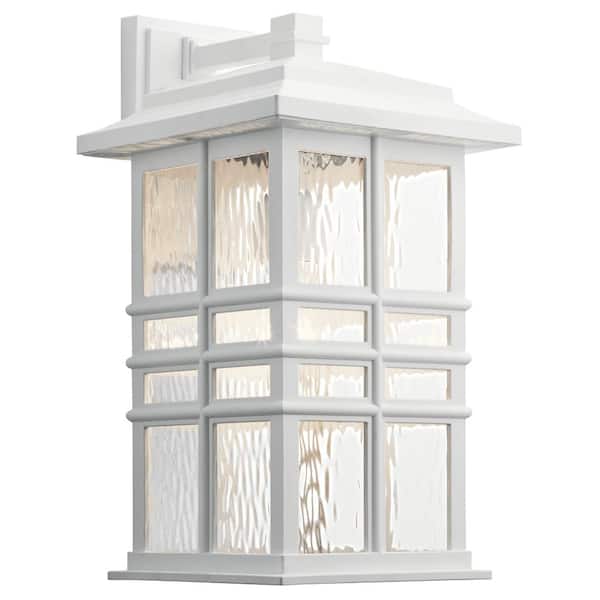 Beacon Square 1-Light White Outdoor Hardwired Wall Lantern Sconce with No Bulbs Included (1-Pack)