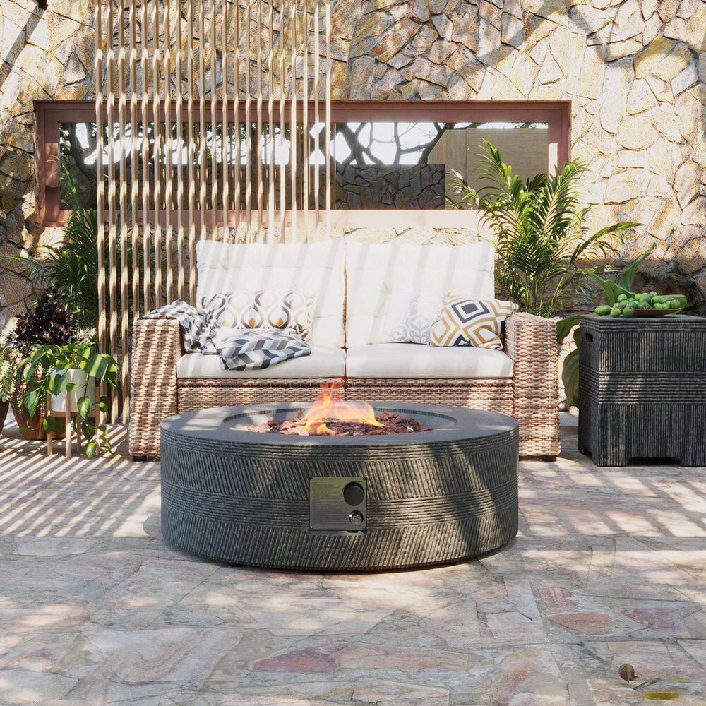 42 in. 50000BTU Outdoor Drak Gray Round Magnesium Oxide Fire Pit Table with Propane Tank Cover price history on PriceWatchPro