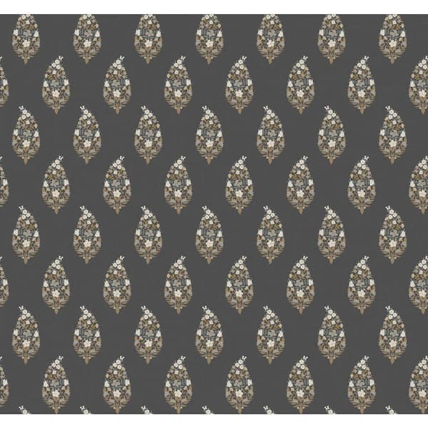 RIFLE PAPER CO. Paisley Black Metallic Paper Non-Pasted Wallpaper