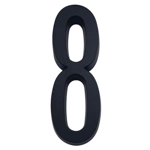Everbilt 4 in. Flush Mount Matte Black Self-Adhesive House Number 8