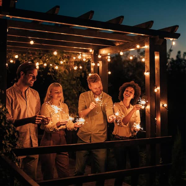 Outdoor 50 ft. Plug-in Globe Bulb LED Smart App-Enabled String Light, Dimmable, E12,2700K, Bulbs Included (26-Light)