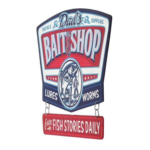 Open Road Brands Dad'S Bait Shop Embossed Tin Sign 90149389-S - The Home  Depot