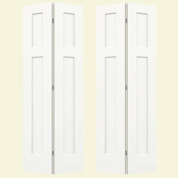 JELD-WEN 36 in. x 80 in. Craftsman White Painted Smooth Molded Composite MDF Closet Bi-Fold Double Door