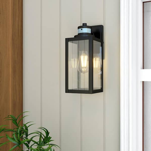 Uixe 12 in. 1-Light Matte Black Motion Sensing Dusk to Dawn