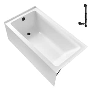 GA-300-2-BL 60 in. x 30 in. Acrylic Soaking Alcove Bathtub in Glossy White with Left-Hand Drain in Matte Black