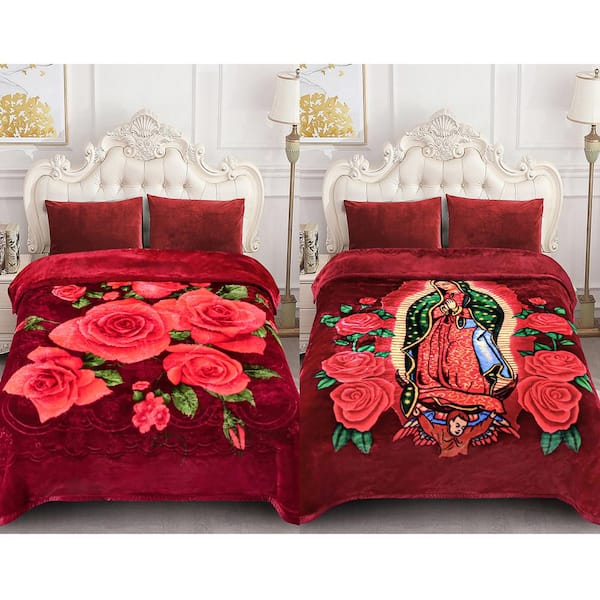 Mary Rose 75 in. x 87 in. Reversible Printed Polyester Fleece Mink Warm Thick Winter Blanket