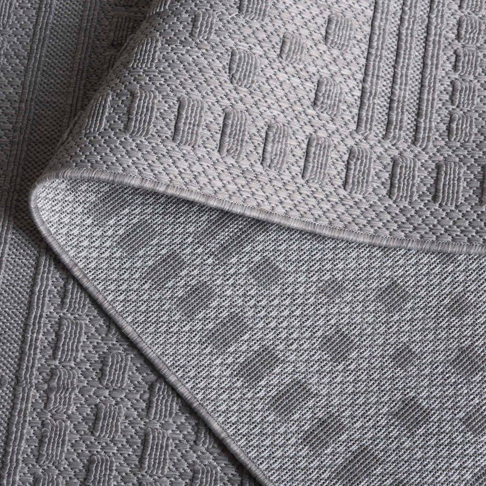 Gray Geometric Hand-Knotted Synthetic Indoor/Outdoor Rug, 4' x 6'