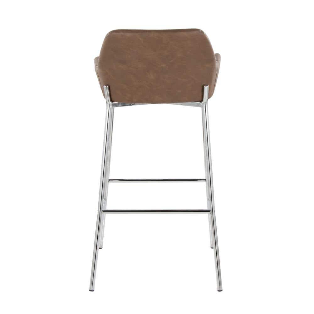 Brown Upholstered 30'' Barstool with Chrome Metal Frame