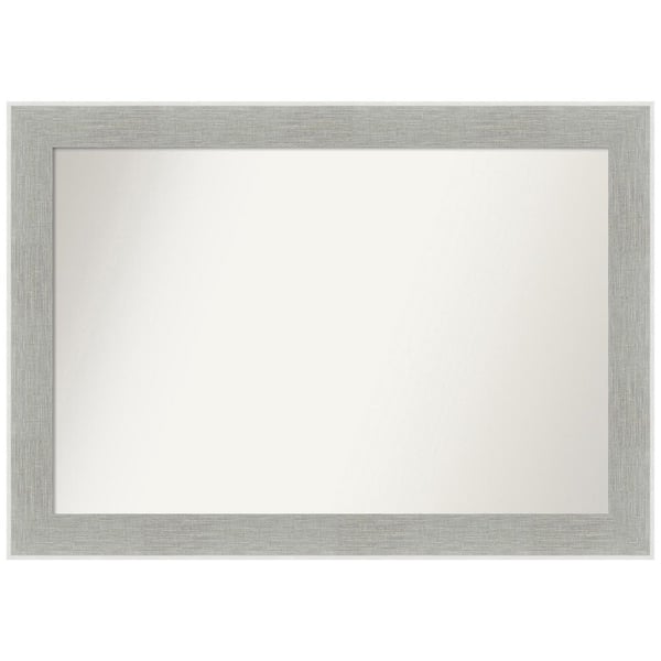 Amanti Art Glam Linen Grey 41 in. W x 29 in. H Non-Beveled Bathroom Wall Mirror in Gray, Silver