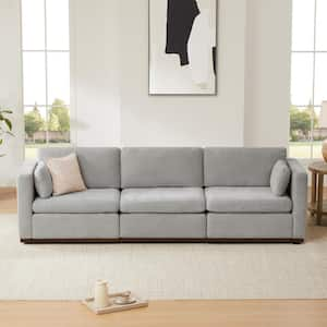 Galatea 112 in. Square Arm Fabric Rectangle Modern 3-Seater Modular Sofa with Wood Frame in Dove Gray