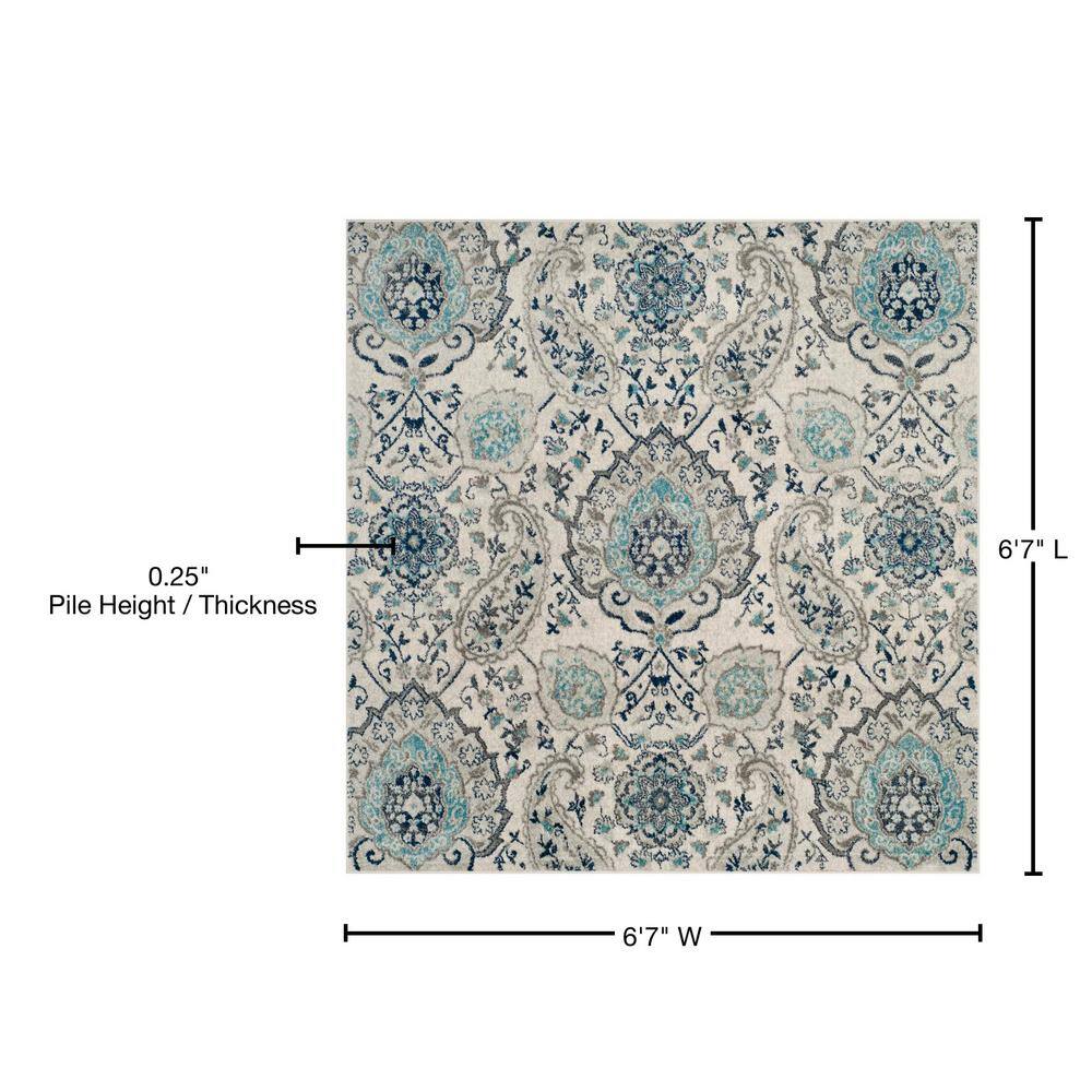 Madison Gray and Cream Synthetic Square Area Rug