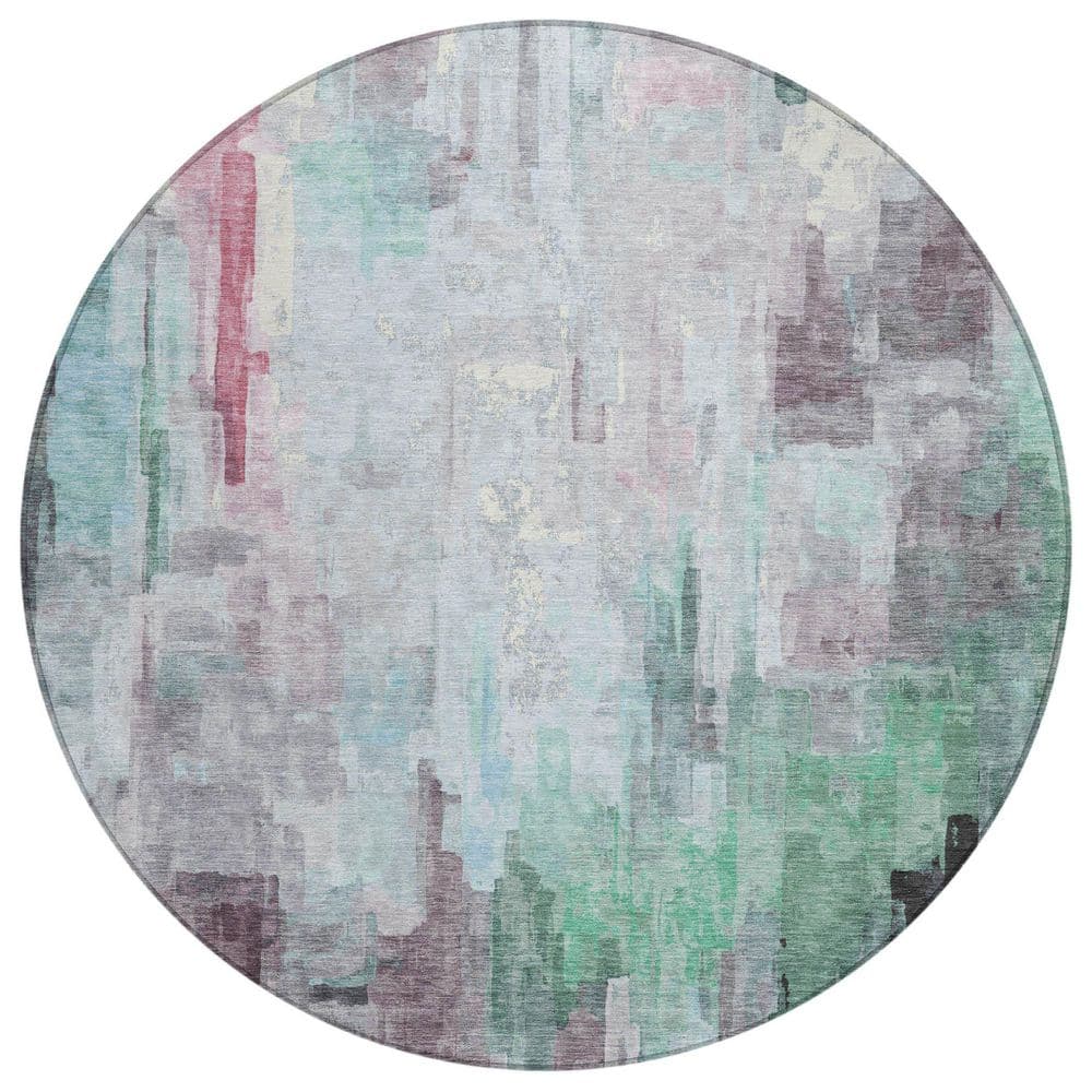 Chantille Machine Washable Indoor/Outdoor Abstract ACN2668 Sky 8 ft. x 8 ft. Round Rug price history on PriceWatchPro
