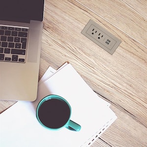 10 ft. Cord 15 Amp 2-Outlet and 2 Type A USB radiant Recessed Furniture Power Strip in Nickel