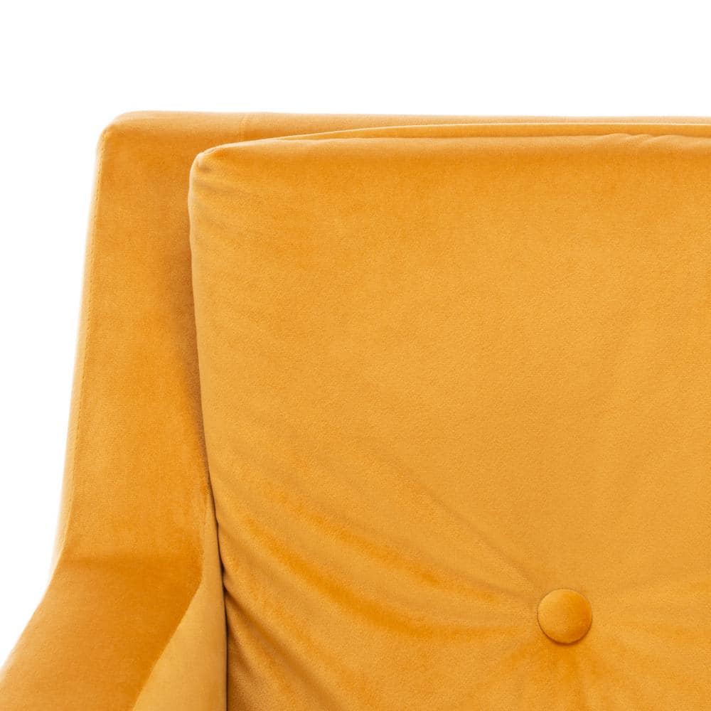 Marigold Velvet Transitional Accent Chair with Gold Leg Caps