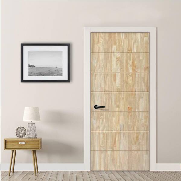 CALHOME 60 in. x 96 in. Hollow Core Natural Solid Wood Finished Interior Double Sliding Closet Doors, Natural Wood