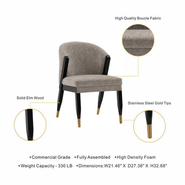 Manhattan Comfort Modern Ola Boucle Dining Chair in Grey- Set of 2 Manhattan Comfort Modern Ola Boucle Dining Chair in Grey- Set of 2