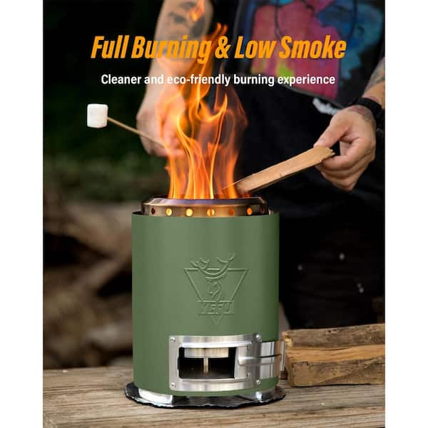 9.7 in. H x 7.1 in. Green Flame Intensity Control Tabletop Fire Pit for Outdoor with Travel Bag and 2 Mini Sticks