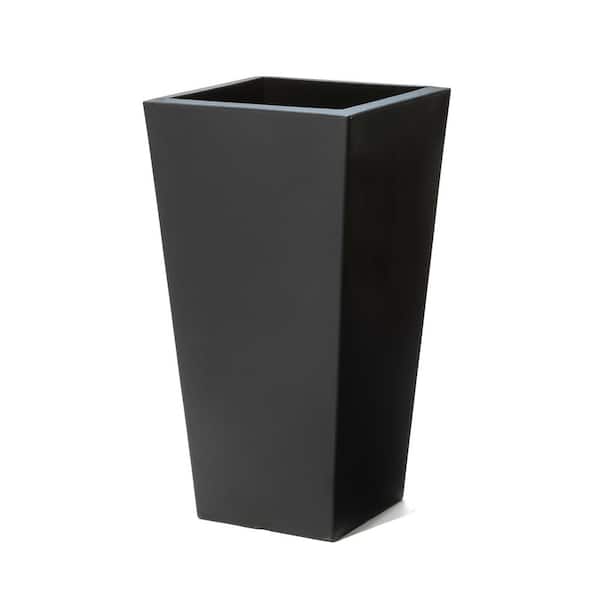 Everton Large Onyx Black Indoor Plastic Square Planter Indoor Outdoor Use (15 in. W x 15 in. H x 28 in.) 1-Pack