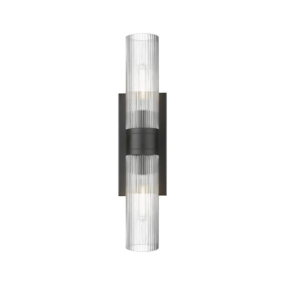 Ballston Urban 18 in. 2-Light Matte Black Vanity Light with Glass Shade price history on PriceWatchPro