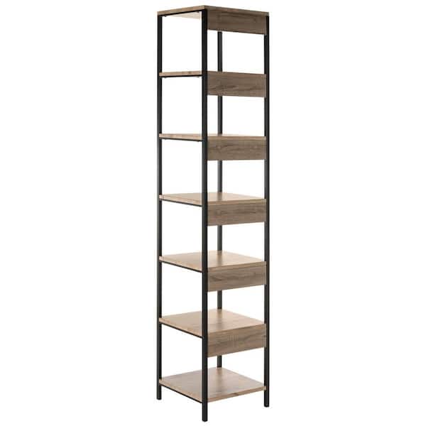 SAFAVIEH Lisa 78.8 in. Brown/Black Metal 6-shelf Bookcase FOX4275A