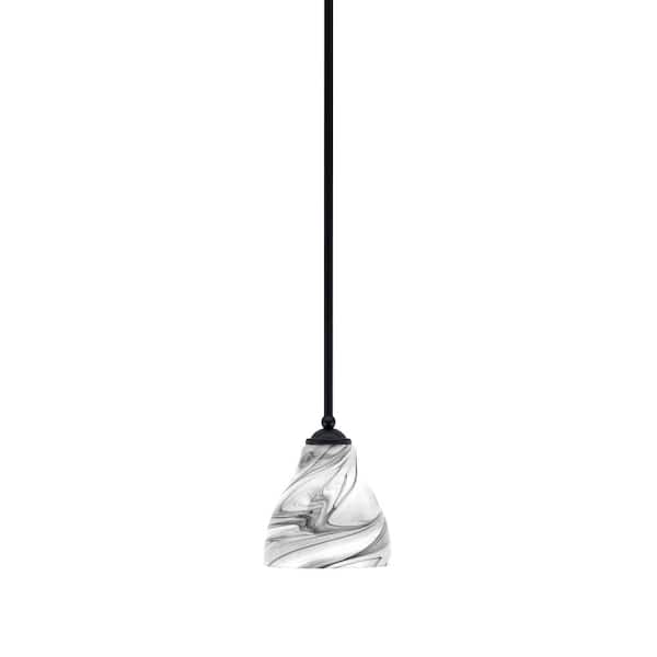 Unbranded Clevelend 100-Watt 1-Light Black Pendant Mini Pendant Light with Onyx Swirl Glass Shade Light Bulb Not Included