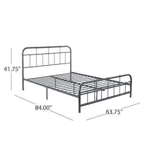 Berthoud Industrial Queen-Size Charcoal Gray Iron Bed Frame