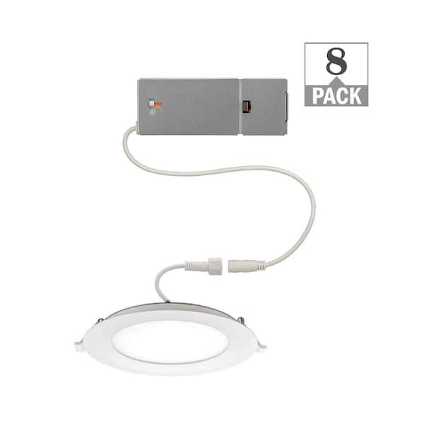 ETI LIGHTING 6 in. Canless Integrated LED Recessed Light Trim 650 Lumens Adjustable CCT New Construction Kitchen Remodel (8-Pack)