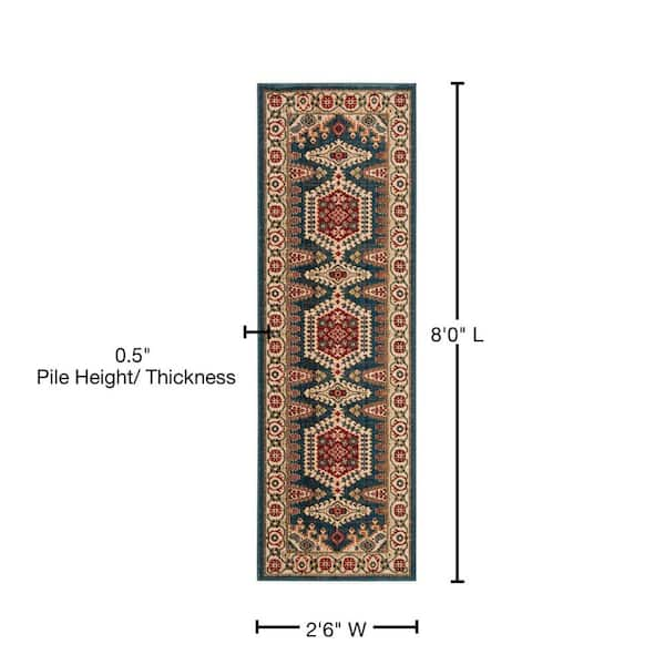 Safavieh Kashan Collection KSN306M Blue / Red Rug - 2' 6 x 8